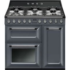 Smeg TR93GR 90cm Victoria Dual Fuel Range Cooker, Slate Grey